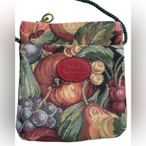 Vintage Tapestry Crossbody Bag Floral Fruit Print Cottagecore Boho Small Purse
